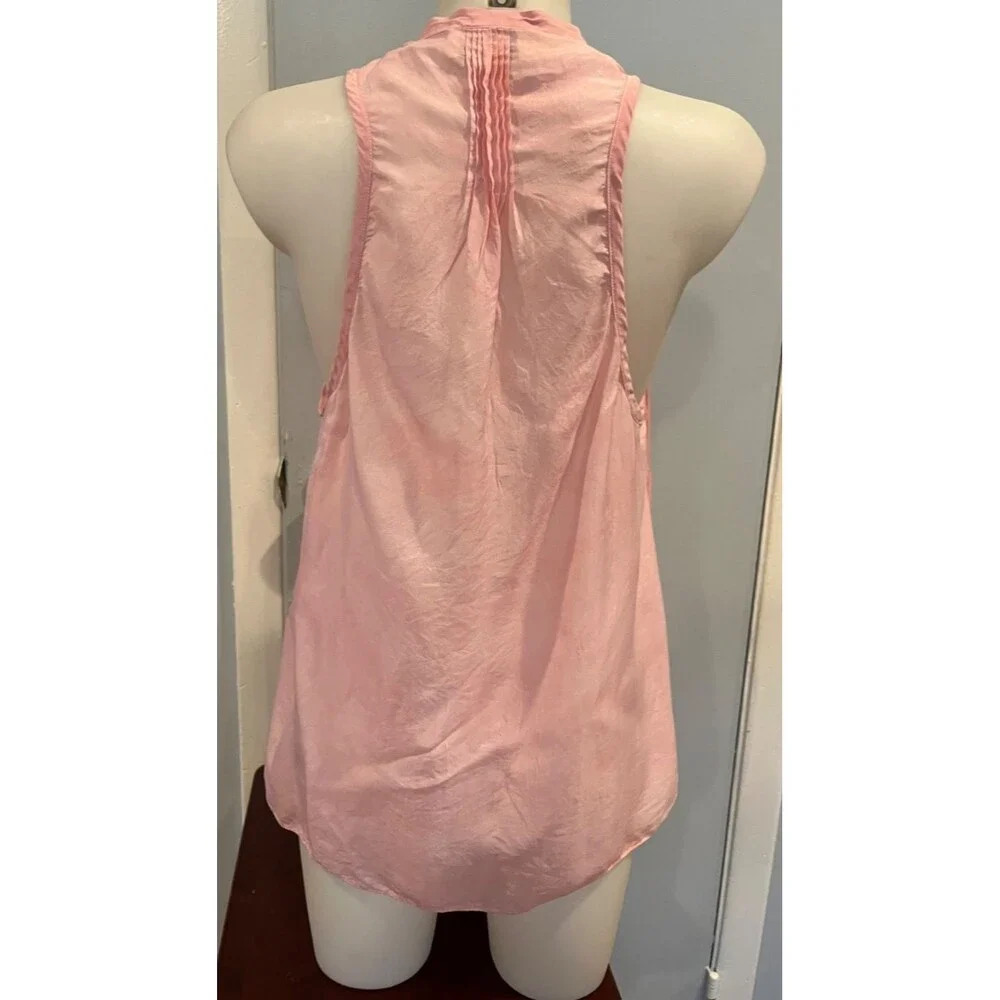 Elizabeth & James Pink Silk Vest Blouse Boho Festival